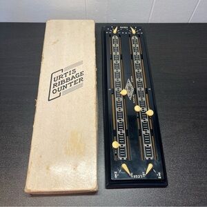 Vintage Curtis Cribbage Counter Slider Board Pegless W/ Box - Black Version